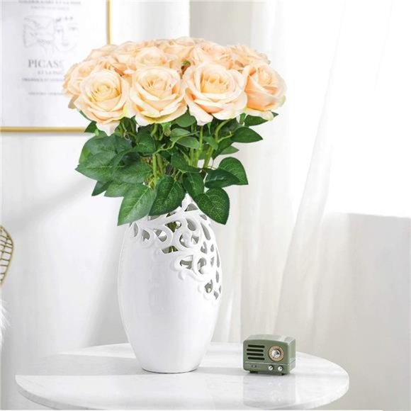 Artificial Silk Rose Flower Bouquet Wedding Party Home Decor, Pack of 10 - Picture 5 of 6